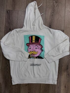 Monopoly White Hoodie Sweatshirt with Color Pop Graphic